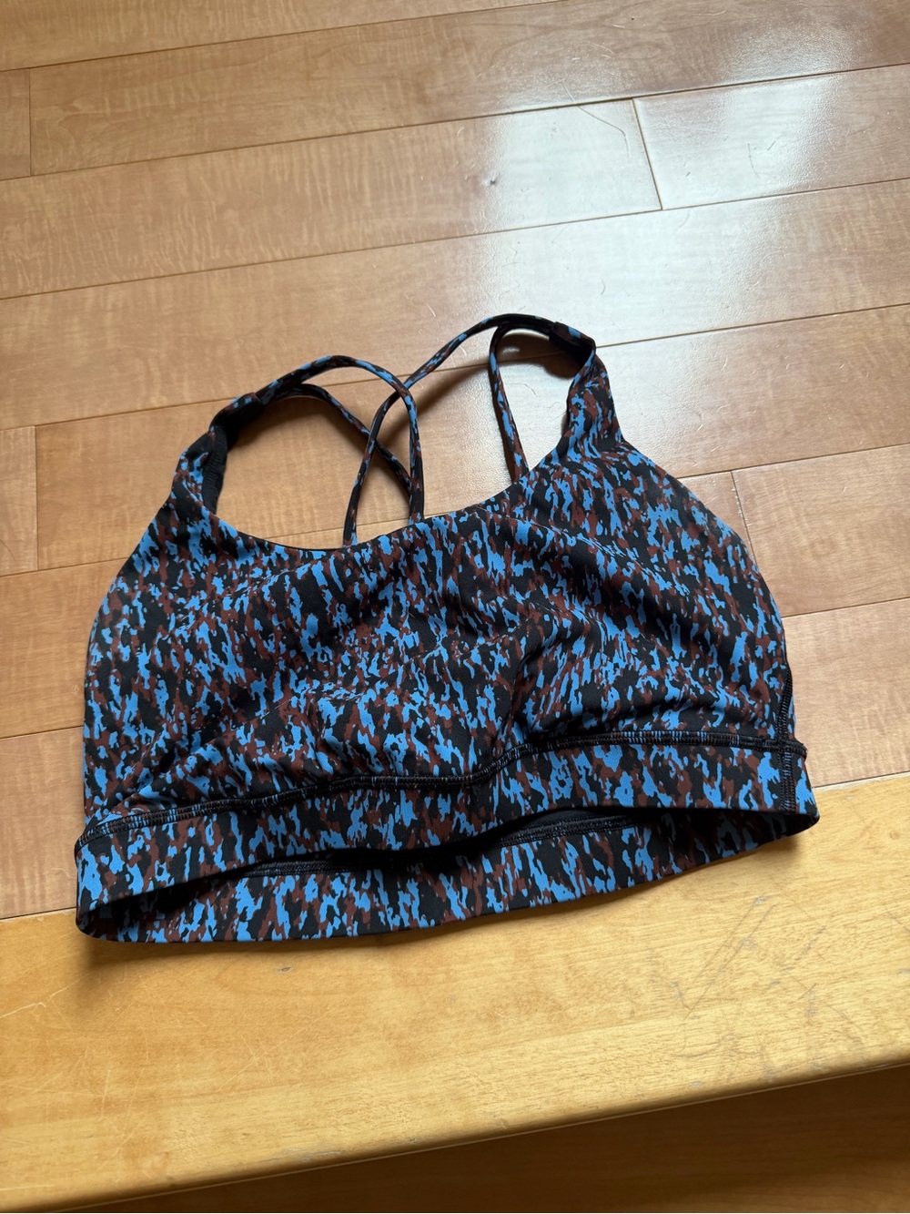 lululemon athletica Blue & Brown Printed Strappy Sports Bralette